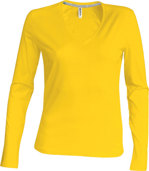 Kariban - Ladies Long Sleeve V-Neck T-Shirt (Yellow)