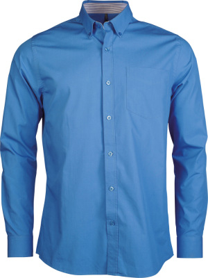 Kariban - Mens Long Sleeve Washed Popeline Shirt (Blue)
