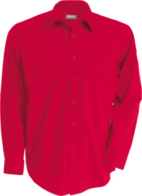 Kariban - Pflegeleichtes Herren Langarm Popeline Hemd (Red)