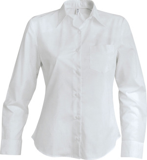 Kariban - Pflegeleichte Damen Langarm Popeline Bluse (White)