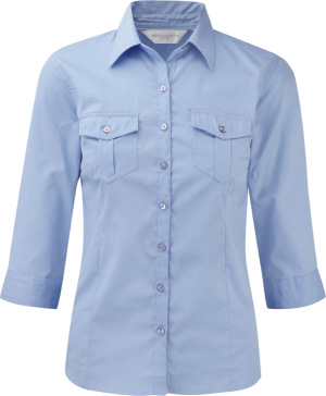 Russell - Ladies´ Roll Sleeve Shirt - 3/4 Sleeve (Blue)