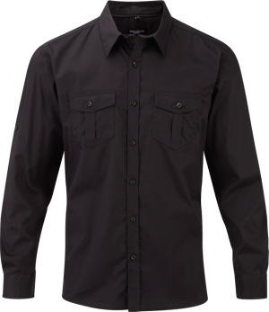 Russell - Herrenhemd mit krempelbaren langen Ärmeln (Black)