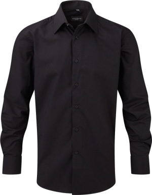 Russell - Men`s Long Sleeve PolyCotton Easy Care Tailored Poplin Shirt (Black)