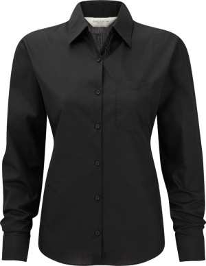Russell - Ladies´ Long Sleeve Poly-Cotton Easy Care Poplin Shirt (Black)