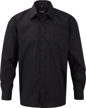 Russell - Men´s Long Sleeve Poly-Cotton Easy Care Poplin Shirt (Black)