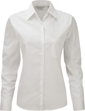 Russell - Langarm Popeline-Bluse (100% Baumwolle) (White)