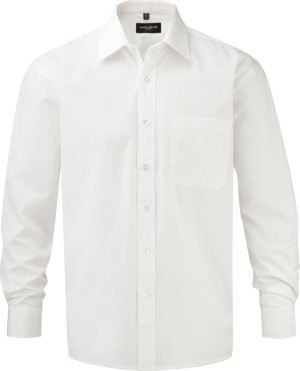 Russell - Langarm Popeline-Hemd (100% Baumwolle) (White)