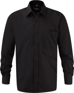 Russell - Men´s Long Sleeve Pure Cotton Easy Care Poplin Shirt (Black)