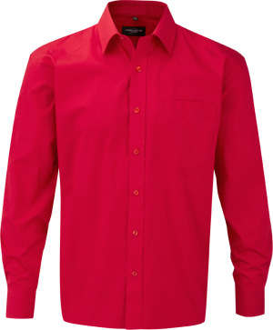 Russell - Langarm Popeline-Hemd (100% Baumwolle) (Classic Red)