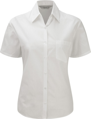Russell - Ladies´ Short Sleeve Pure Cotton Easy Care Poplin Shirt (White)