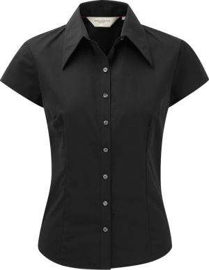 Russell - Körperbetonte kurzärmelige Bluse aus Tencel® (Black)