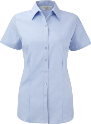 Russell - Herringbone Bluse Kurzarm (Light Blue)
