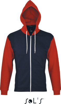 SOL’S - Hooded Zipped Jacket Silver (French Navy/Red)
