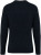 Native Spirit - Eco-friendly men's raw edge collar merino wool round neck jumper (Deep Indigo Heather)