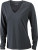 James & Nicholson - Ladies' Stretch V-Shirt Long-Sleeved (Black)