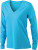 James & Nicholson - Ladies' Stretch V-Shirt Long-Sleeved (Turquoise)