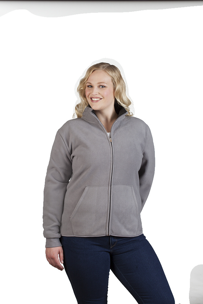 Women‘s Double Fleece Jacket (light greyblack) besticken lassen