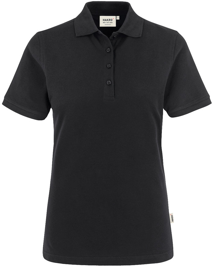 Damen Poloshirt Classic schwarz besticken und bedrucken lassen Hakro Poloshirts StickX Textilveredelung