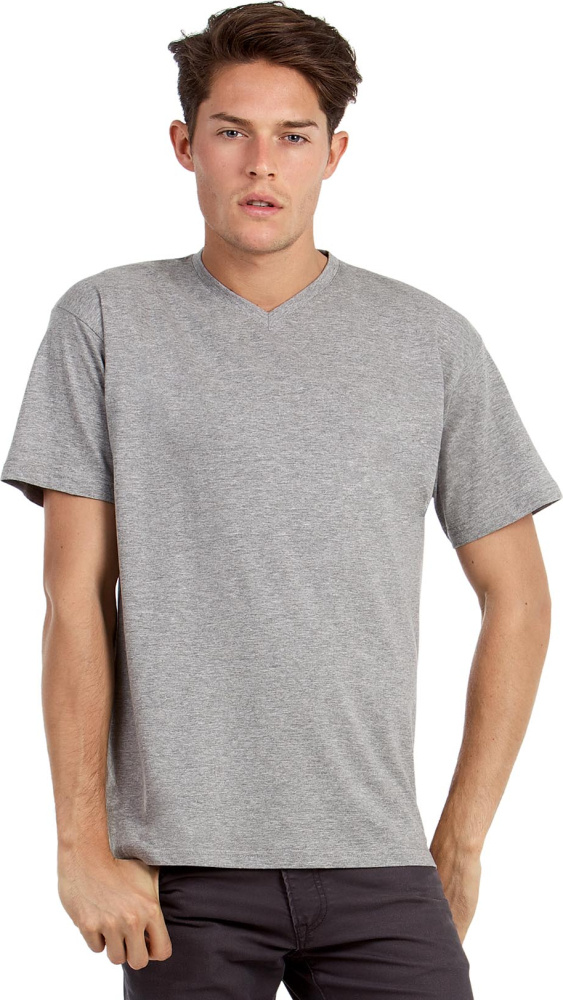 T-Shirt Exact V-Neck (Sport Grey) for embroidery and printing - B&C - T ...