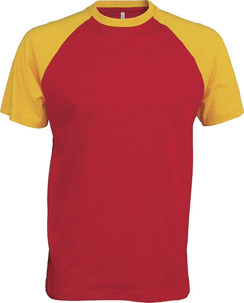 red and yellow baseball jersey