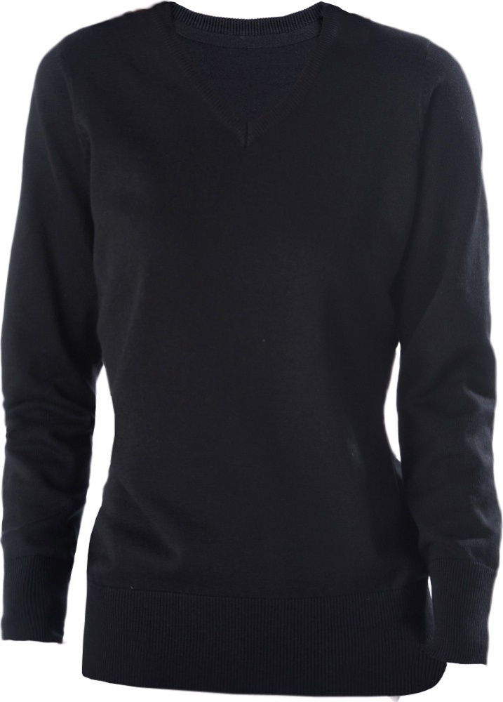Ladies V Neck Jumper Black for embroidery and printing Kariban Pullover Cardigan StickX Textilveredelung