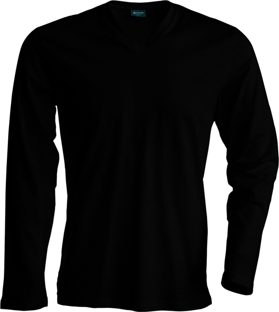 i dag Forfalske strubehoved Men ́s Long Sleeve V-Neck T-Shirt (Black) for embroidery and printing -  Kariban - T-Shirts - StickX Textilveredelung