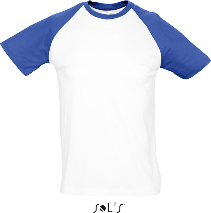 Raglan T-Shirt Funky 150 (White/Royal Blue) for embroidery and printing -  SOL'S - T-Shirts - StickX Textilveredelung