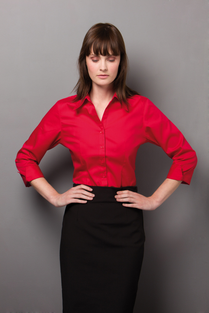 (カスタム・キット) Kustom Kit レディース オクスフォード ストレッチ テーラード 長袖シャツ トップス BC5431 (ホ Kustom Kit Ladies Long Sleeve Tailored Stretch Oxford Shirt