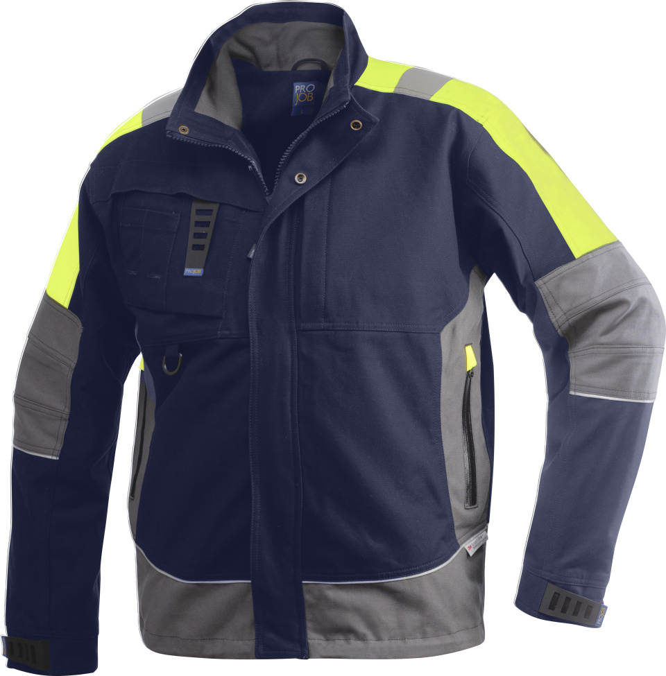 Arbeitsjacke mit Reflektoren (blau) besticken und bedrucken lassen - ProJob  - Jacken & Weste - StickX Textilveredelung